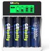 GRbatty Pile Ricaricabili AA 1,5V Litio 3500mWh Ad Alta Capacità,Batterie Ricaricabili AA con LCD Caricatore 1500 Cicli Confezione da 4