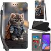 Haninsuze Cover per Samsung Galaxy A7 2018 Custodia Cover Pelle Libro Portafoglio con Porta Carte Magnetica Protezione Antiurto Cuoio Flip Case Custodia Cover per Samsung A7 2018, Gatto