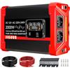JIGUUN 2000W/6000W Inverter 12v 220v onda pura Trasformatore con 2 prese EU e 3 porte USB+Tycp-C, Adatto per camper, camion, campeggio, sistemi fuori rete e altro ancora
