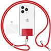 NALIA HoldMe Air Catena Universale con Pad, Cinturino per Custodia del Telefono Cellulare, Moschettone in Metallo (argento), Cordino da Collo 160 CM, Tracolla Crossbody Lanyard, Colore:Rosso