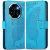 MOJIA Cover in Pelle per Blackview Shark 6 5G, Custodia Premium a Portafoglio con Interno Case in TPU e Porta Carte [Cinturino da Polso in Regalo]. Blu