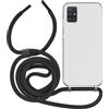 MyGadget Cover per Samsung Galaxy A71 4G - Custodia con Corda - Case con Cordino Trasparente Antiurto con Laccio | Tracolla - Practical Stylish - Nero