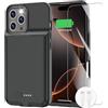 GIN FOXI Custodia con batteria per iPhone 16 Pro, custodia di ricarica rapida da 15 W, 8500 mAh, ultra sottile, leggera, potente, ricaricabile, anti-caduta, in TPU, custodia di ricarica per iPhone 16 Pro (6,3