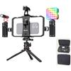Zeadio - Kit tutto in uno per video telefonici, versatile gabbia per attrezzatura con luce RGB, microfono, treppiede con testa a sfera Arca, perfetto per registrazione/YouTube/trasmissioni in diretta