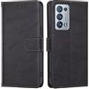 RankOne Cover per OPPO Reno6 Pro 5G (6.55 Inches), Custodia Flip Pelle Portafoglio, Magnetica Libro Bumper Cover Case - Nero