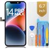 bokman Schermo per iPhone 14 PRO Max 6,7, Display LCD di Ricambio e Digitalizzatore Touch con Kit di Riparazione, Vetro Frontale (Modelli A2651, A2893, A2894, A2895 e A2896)