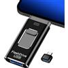 LUIRSAY Chiavetta USB 3.0 per iPhone 64 GB [certificata MFi] Chiavetta USB 4 in 1 (Lightnning, USB-C, USB3.0, Micro USB) Compatibile con iPhone/iPad/Android/PC, Nero