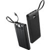 Coowisty Power Bank con cavo di ricarica, 10000 mAh, caricatore portatile USB C, 5 uscite, 2 ingressi, display a LED, batteria esterna per telefoni cellulari, compatibile con iPhone, Samsung, Huawei e