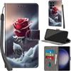 Haninsuze Cover per Samsung Galaxy S24 Ultra, Rose | Pelle PU Portafoglio, Porta Carte, Magnetica, Libro, Antiurto Custodia