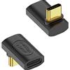 QIANRENON 240W USB4.0 C 90 Gradi Angolo Adattatori 40Gbps TypeC 4.0 Maschio a Femmina Retto Angolo Connettore,Supporta 8K audio/video PD240W Ricarica,per Tablet Laptop Steam Deck, 2Pcs(Piega Positiva)