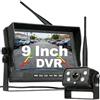 Fuluku Telecamera Posteriore Digitale Senza Fili Set con 9'' HD Monitor, 1 Grandangolo Impermeabile Visione Notturna Telecamera Targa, per 12V 24V Auto/Camion/Auto/Pickup/SUV/Furgone/Camper