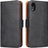 Bozon ROJIOJIO Cover per iPhone XR, Premium Pelle PU Portafoglio Flip Libro Libretto Custodia con [Chiusura Magnetica] [Supporto] [Porta Carte] per Apple iPhone XR, Nero
