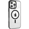 N NEWTOP Cover CV44 Compatibile Apple iPhone 15 Pro, Custodia Case TPU Rigida e Morbida Bordi Colorati Retro Trasparente Ricarica Wireless Hard Case Posteriore Anti Urto Cromata Pulsanti (Nero)