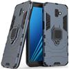 MaiJin Compatibile con Galaxy J6+ (2018) Cover, Custodia Armor Anello Cavalletto (Funziona con il Supporto Magnetico per Auto) Case Paraurti per Samsung Galaxy J6 Plus (Blu Navy)