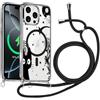 Xylota Magnetica Cover con Cordino per iPhone 16 Pro Max 6,9, Compatibile con MagSafe, Aesthetic Gatto Disegni Custodia con Corda Collana Tracolla Laccio, Trasparente Sottile Silicone TPU Case, Nero