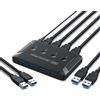 Xiwai KVM USB 3.0 Selettore Switch 4 Porte PC Condivisione 4 Dispositivi per Tastiera Mouse Scanner Stampante