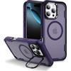 IMEIKONST Cover Magnetica per iPhone 16 Pro Max con Supporto Obiettivo in Metallo, TPU + PC 3-in-1 Militare Grado Protezione Antiurto Armor Matte Traslucida Custodia per iPhone 16 Pro Max. Viola HYF