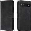 Bravoday Cover per Google Pixel 6A, Flip Custodia in Pelle PU Portafoglio Custodia per Google Pixel 6A, con Slot per Schede, Nero