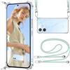 ISOI Cover Trasparente con Cordino compatibile con Oppo A5 Pro 4G/5G, Regolabile e Rimovibile Collana Tracolla Laccio Collo, Custodia per Telefono in Silicone TPU Morbido Antiurto - Verde