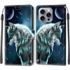 KENHONER Cover Compatibile con iPhone 16 Pro Max, Premium Pelle PU Portafoglio Flip Libro Custodia per iPhone 16 Pro Max [Protezione Completa] - Lupo