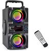 TENMIYA Altoparlanti Bluetooth, 40 W, portatile, doppio subwoofer, luce LED colorata, Bluetooth 5.0, senza fili, per feste, 10 ore di riproduzione, altoparlante boombox esterno per casa, campeggio, viaggi