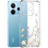Guxira Cover Protettiva per Xiaomi Redmi Note 14 4G Versione UE, Carino Antiurto Trasparente Silicone Custodia Floreale Design Cover Antipolvere Protettiva Case per Redmi Note 14 - Farfalla Floreale