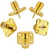Vecys 5 Pezzi Connettore Coassiale RF Femmina a 4 Fori per Montaggio da Pannello SMA Femmina su Telaio da 50 Ohm con Flangia