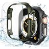 Misxi [2+2 Pezzi Cover per Apple Watch Ultra 3 /Ultra 2 /Ultra 49mm, Pellicola PC + Protezione Schermo in Vetro Temperato [con Kit Allineamento Automatico], Vetro per iWatch, 1 Verde + 1 Nero Opaco