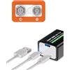 JUBOTY Batteria da 9 V, 3800 mWh 2025, batterie ricaricabili ai polimeri di litio, per uso domestico, con cavo di ricarica di tipo C, per rilevatori di fumo (nero+arancione, batteria da 9 V, 2 pezzi, A)