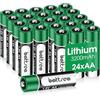 Battsea Confezione da 24 batterie al litio AA, 3200 mAh, 1,5 V, 4,8 Wh, doppia, non ricaricabili, batterie AA compatibili con giocattoli, telecomando lampeggiante, sistema di telecamere di