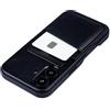 Dockem Porta Carte in Vera Pelle V2 per iPhone 16 con Apertura per Controllo Fotocamera, Piastra Metallica Integrata, Portafoglio con 2 Slot per Carte di Credito (Nero, M2GL)