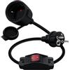 YINGAYOU Cavo Prolungatore Schuko con interruttore 16A 250V Prolunga Schuko Corta con Interruttore Impermeabile, 2AC IP44, Adatta per Ambienti Interni o Esterni (Nero, 0.5 m)