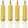 Ieron 4 Pezzi Adattatore per Cuffie Adattatore Jack Stereo da 3,5 mm Maschio a 6,5 mm Femmina, Adattatore Audio Stereo per Tastiera Elettrica Amplificatore per Pianoforte Digitale Placcato Oro