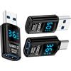 xiwai 3 pz/lotto Adattatore di Tipo C con Smart LED Display Digitale 10Gbps USB-C a USB3.2 Tipo-A PD 36W Ricarica Rapida Monitoraggio Display Tester Detector