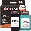 COCCINK 350XL 351XL Cartuccia d'inchiostro per HP 350 XL 351 XL Compatibile con Deskjet D4260 PhotoSmart D5300 C5550 C5280 C5200 C4585 C4580 C4380 C4280 C4272 Officejet J5780 J6410 Nero e colore