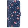 32ndShop 32nd Floreale Series - Custodia a Portafoglio in Pelle PU per Apple iPhone XR, Case Realizzato in Pelle Sintetica con Diversi Comparti e Chiusura Magnetica - Vintage Rosa Blu
