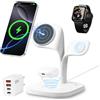 APXEL Caricatore 3 in 1 Wireless, Stazione Di Ricarica Wireless Pieghevole, Magnetica Pieghevole Portatile Charger,Luci Notte per iPhone 12-17 Serie Apple Watch Ultra/SE/Series 2/3/4