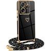 Mkej Custodia con Collana per Xiaomi 13T/13T Pro, Cover Donna Cuore amore con Cordino, Case con Laccio Tracolla Elettrolitico TPU Cover con Collana per Xiaomi 13T/13T Pro