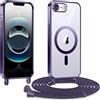 Kokio Cover Magnetica per iPhone 16e Case avec Cordino,Compatibile con MagSafe, Trasparente Morbido Custodia Paraurti Antiurto, Resistente all'us, Antigraffio, Viola