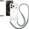 TGBNMLP Custodia per iPhone 17 Pro con nastro, trasparente, con catena regolabile e rimovibile, per tracolla, colore: bianco