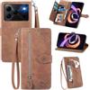 MOJIA Custodia Portafoglio per Doogee Note 56 / Note 56 Plus/Note 56 Pro, Pelle PU Flip Cover per Telefono con Guscio Interno in TPU, Multifunzione Porta Carte con Cinturino Polso. Marrone