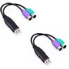 HONGLINSONG Confezione da 2 adattatori da PS2 a USB, convertitore da tastiera PS/2 a USB, cavo da 7,44 pollici con chip IC integrato, compatibile con mouse e tastiera PS2, adattatore USB Plug and Play per PC