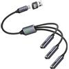 QIANRENON Cavo di prolunga USB C da 1 a 3 1 in 3 tipo C 2.0 maschio a 3 femmina, con adattatore da C a A, converte USB 2.0 maschio a 3 USB C femmina, per la ricarica del trasferimento dati OTG
