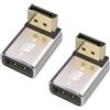 HTGuoji Adattatore accoppiatore DisplayPort 1.4 8K, 90 gradi ad angolo retto DP maschio a DP femmina, connettore di estensione supporta 8K @ 60Hz 4K @ 144Hz 1080p @ 240HZ, Full HD Stereo 3D 2 pezzi