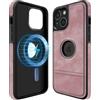 COODIO Logo-View Custodia in Pelle per iPhone 15 6,1 Pollici, Cover Magnetica Compatibile con MagSafe, Custodia Sottile e Creativa, Rosa