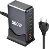 ZHITING Caricabatterie multiplo USB-C da 500 W, Stazione di ricarica rapida con 8 porte, dotata di 6 porte di ricarica Type-C e 2 porte USB-A,Compatibile con le ideale per MacBook, iPad e dispositivi Samsung