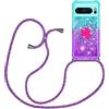 YAMCCCSE Custodia con Cordino per Google Pixel 8 PRO, Liquid Quicksand Cover con Collana Practical Stylish, Trasparente Silicone Glitter Liquido Antiscivolo Case per Cellulare Girocollo