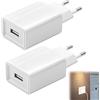 DONOONIS Caricatore da 5 V 2 A, 2 pezzi spina caricatore USB caricabatterie, presa USB ricarica rapida cellulare compatibile con telefono Samsung Huawei Xiaomi LG per telefoni cellulari, bracciali