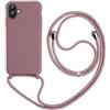 Keteen Cover per iPhone 16 Plus con Collana Custodia con Cordino TPU Corda Silicone Case Bumper Regolabile Staccabile Shock Absorption Antiscivolo Protettiva Custodia per iPhone 16 Plus, Rosa