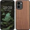 kwmobile Custodia Compatibile con OnePlus 15R Cover - Protezione in Legno per Smartphone - Back Case con Bumper in Silicone TPU - Marrone Scuro Legno di Noce